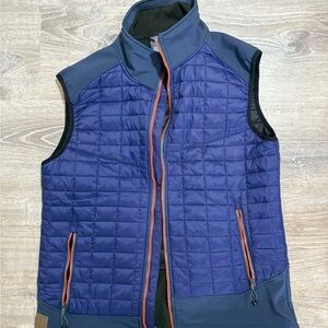 Blue and Orange Quilted Vest with Stand-up Collar